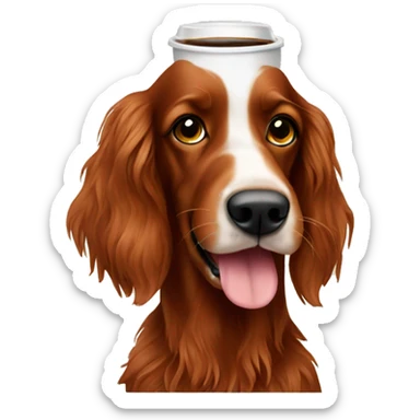 Irish setter with coffee sticker