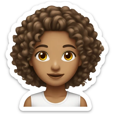 Mixed girl /curly long hair brown / with brown eyes  sticker