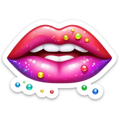rainbow sparkles on lush lips sticker