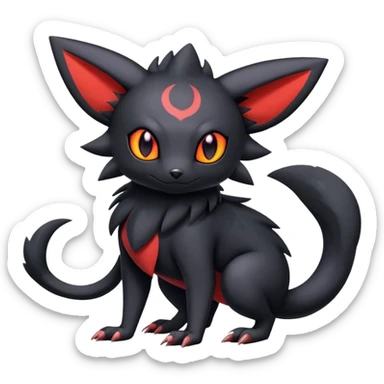 Salandit-Umbreon-Litten-Zorua-Noibat-Fakémon-hybrid-creature (full body)  sticker
