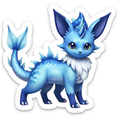 Nebulae Noibat-Vaporeon-Meowstic-Fakémon-hybrid-creature (full body)  sticker