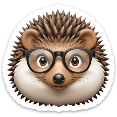 hedgehog with black glasses sticker