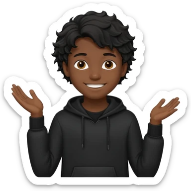 Menino de 15 anos de cabelo ondulado preto e de roupa preta sticker
