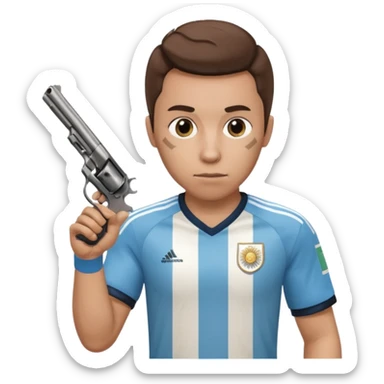 haz un turro con una biszera para atras y con un arma remera argentina pero arma de fuego que tenga un revolver  solo sticker