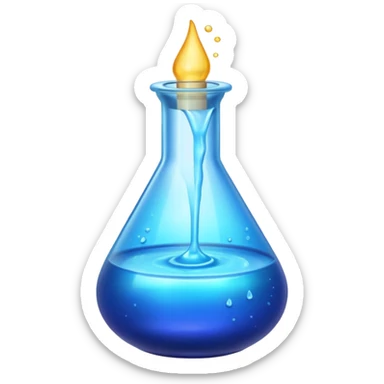 Blue potion bottle open with the liquid falling out (Upside-down with no cork and w/o handle) sticker
