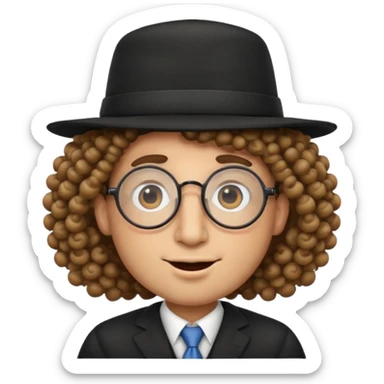 Creami un emoji stile whatsapp dello stereotipo dell ebreo con il nasone e i capelli da ebreo gli occhiali rotondi e il cappello da ebreo  sticker