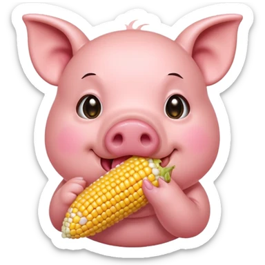 Pig eating corn sticker