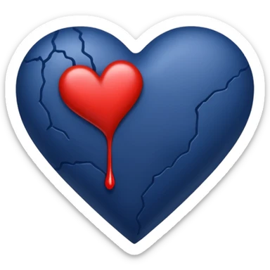 Bleeding navy blue heart  sticker