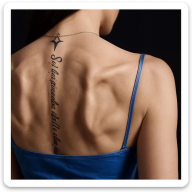 Add detailed scapulae on the woman's back in a realistic style with lighting that highlights the bone structure. The image should emphasize the 3D form and texture of the scapulae. sticker