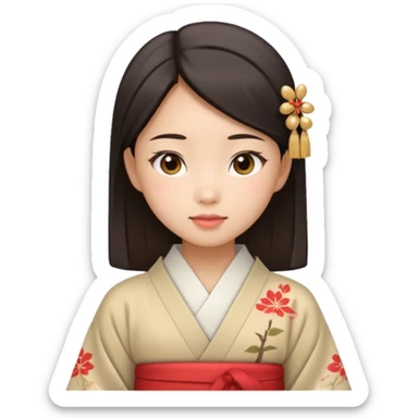 Asian girl wearing traditional Japanese clothes sticker