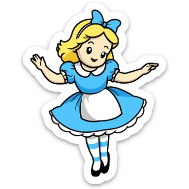 Alice in Wonderland performing a curtsey bow sticker