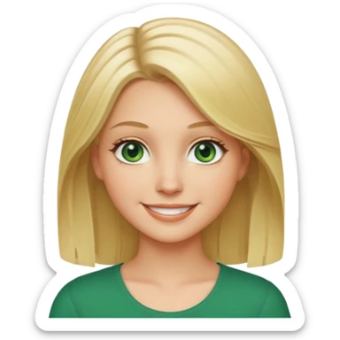 White girl with blonde shoulder length hair and green eyes sticker