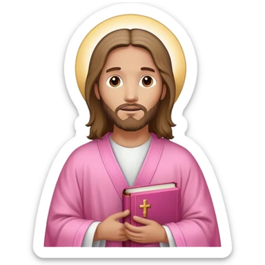 Jesus pink robe with pink bible sticker