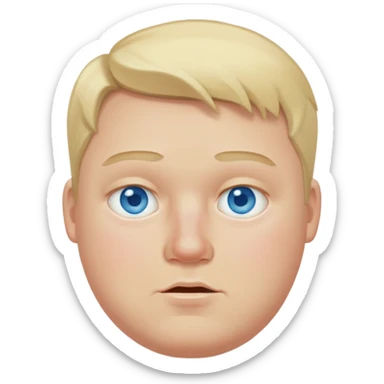 blonde white pale guy with blue eyes and acne and fat sticker
