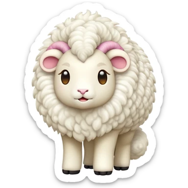 cinematic-[ram]-realistic-full-body-standing-emoji,-tail-flicking-lazily,-head-tilted-dramatically,-curly-[white]-fur,-simplified-yet-realistic-focused-features,-highly-detailed,-glowing-with-an-almost-sarcastic-glow sticker