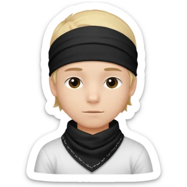 Make a boy wearing black bandana with some design on it  sticker