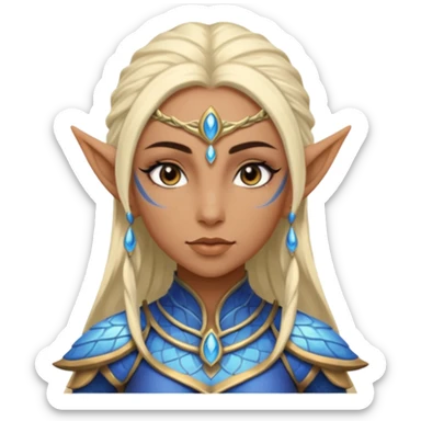 ESO female water elf with scale skin warrior with lashes and earrings sticker