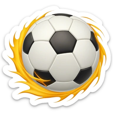 Cinematic Realistic image of a soccer ball soaring through the air, capturing dynamic motion and finely detailed textures with a dramatic, high-energy lighting that evokes the thrill of the game sticker