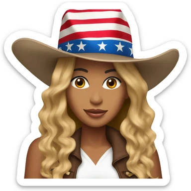 Beyonce wearing a cowboy hat with American flag pattern  sticker