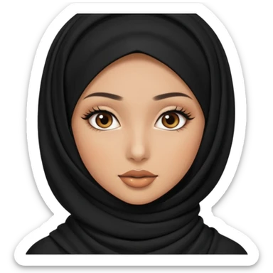 a pretty girl with caramel skin and long eye lashes and lipliner that wears a black hijab and a black long sleeve tight top sticker