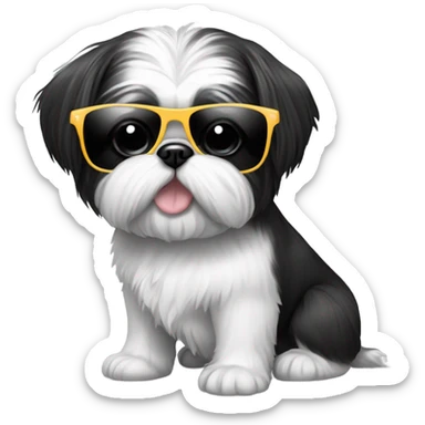 black and white shihtzu with sunglasses on sticker