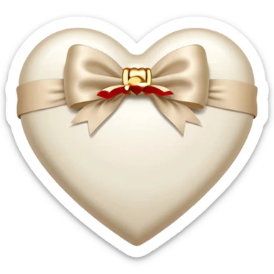 white heart with beige bow sticker