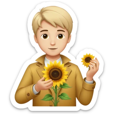 Boy sunflower doing magic tricks sticker
