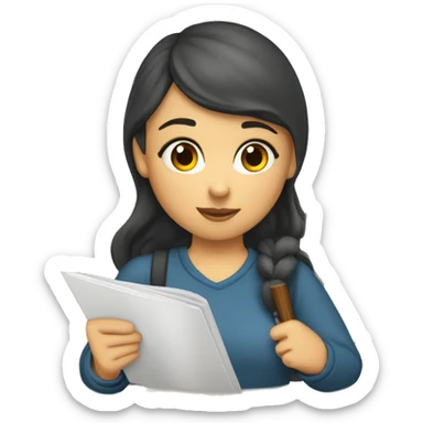 the girl writes a synopsis in a notebook the girl writes a synopsis in a notebook sticker