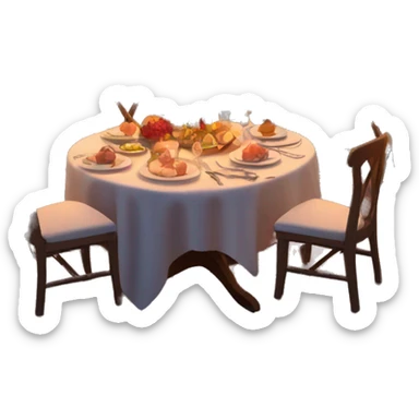 Cozy romantic dinner setup with candles and ocean view sticker
