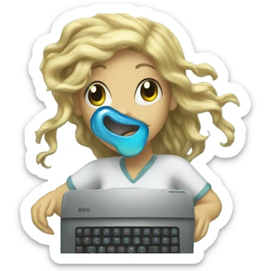 computer abd mermaid sticker