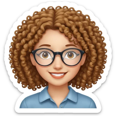 smiling curly-haired girl with glasses sticker