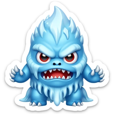 a grumpy chibi ice monster, scary, sinister sticker