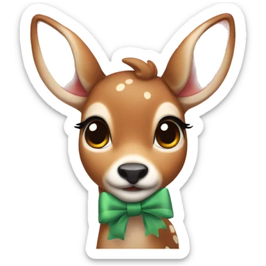 fawn with a bow sticker