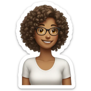 big smile girl con curly girl and glasses sticker