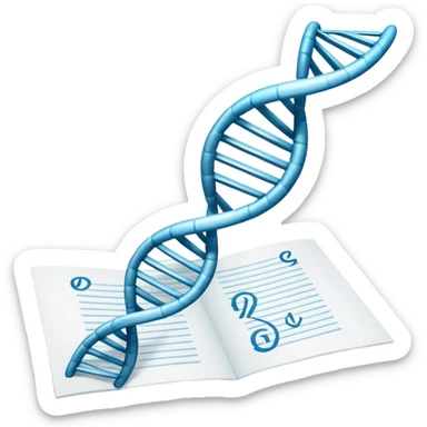 DNA strand above a paper sheet sticker