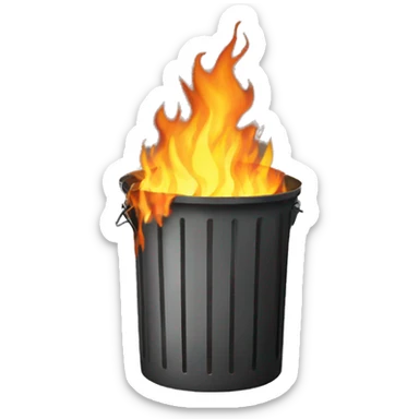 a burning garbage can sticker