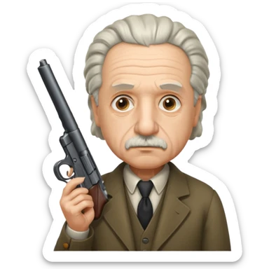 Albert Einstein holding a gun sticker