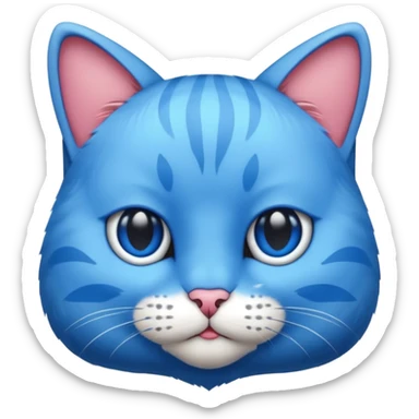 Cat with no ears head blue body blue with gadget sticker