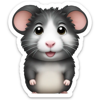 hamster with black curly hair sticker
