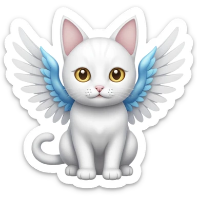 white cat with wings sticker