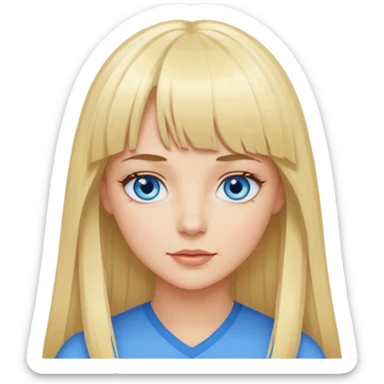 Beautiful barbie blonde with blue eyes and bangs long hair sticker
