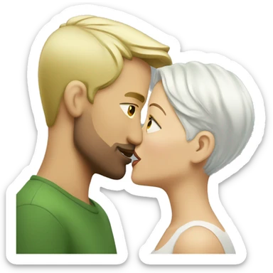 talk blonde white woman kissing short green haired man sticker