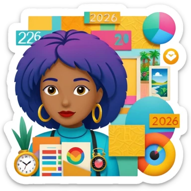 An extremely detailed lifestyle vision board collage for the year 2026. sticker