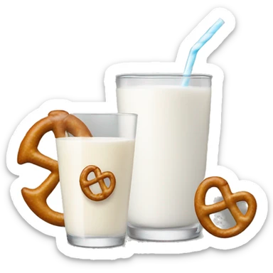 A glass of milk with a pretzel sticker