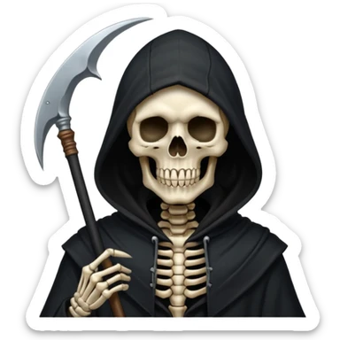 zoomed black hood skull scythe sticker