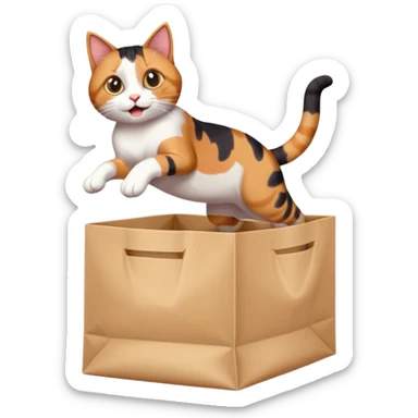 cat jumping out of bag sticker