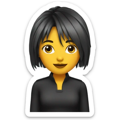 chica con flequillo pelo negro sticker