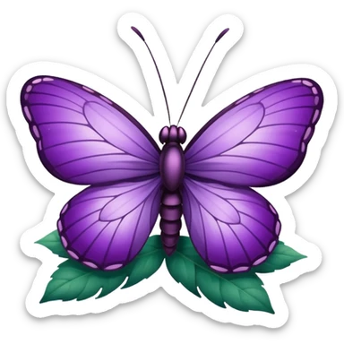 Mariposa color morado en una flor sticker
