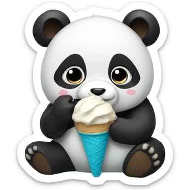 Panda eating ice cream sticker