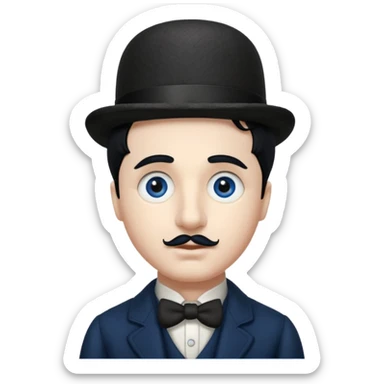Charlie Chaplin dark blue eyes, black hair sticker